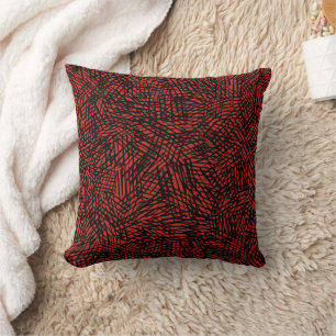 Abstract Contemporary Black Crosshatch On Red Rust Throw Pillow