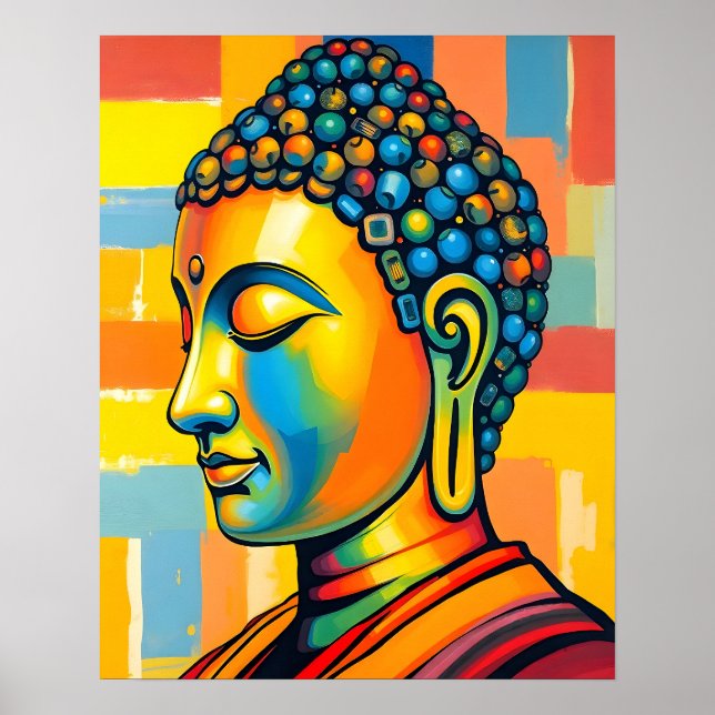 Abstract Contemporary Digital Buddha Painting Poster (Front)