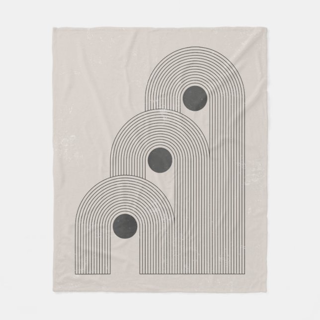 Abstract contemporary mid century poster with geom fleece blanket (Front)