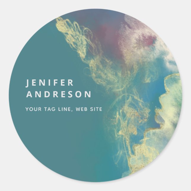 Abstract contemporary modern artistic ink classic round sticker (Front)