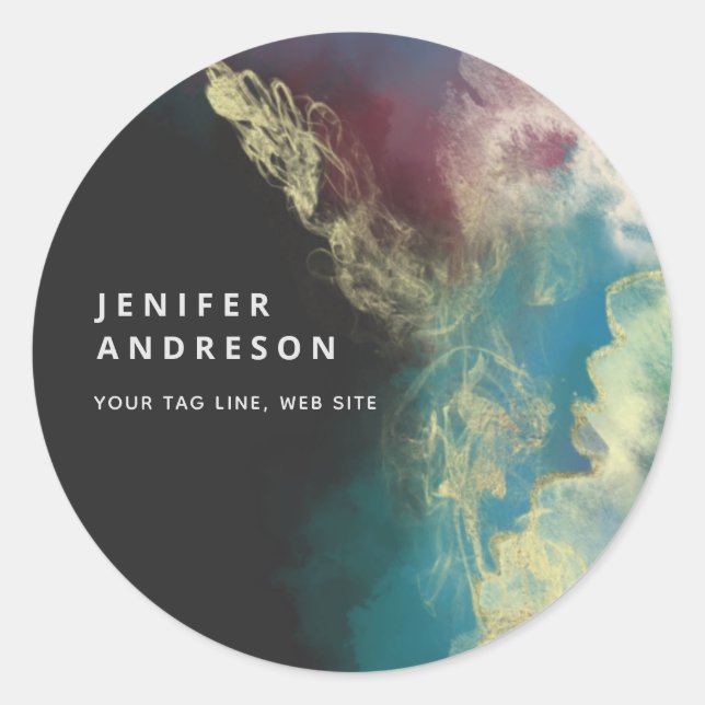 Abstract contemporary modern artistic ink planner classic round sticker (Front)