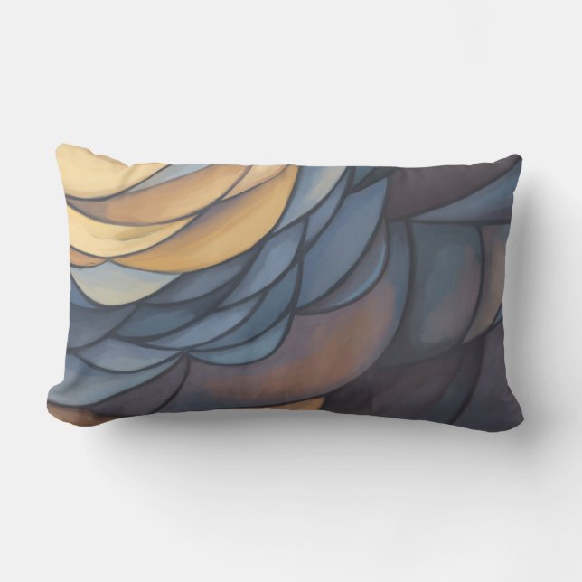 Abstract, contemporary, painting, beige, ochre lumbar pillow (Front)