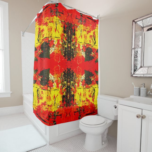 Abstract Contemporary Red Yellow Black Glitter (In Situ)