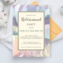 Abstract Contemporary Watercolor Retirement Party