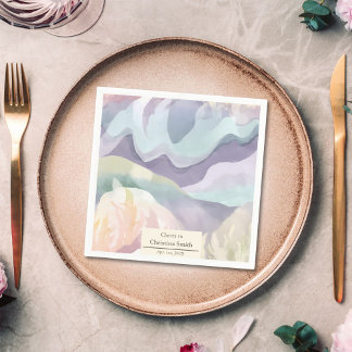 Abstract Contemporary Watercolor Retirement Party Napkin