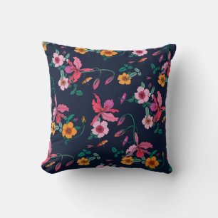 Abstract Cool Flowers Throw Pillow