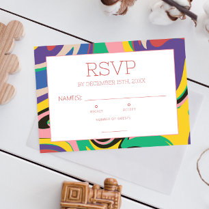 Abstract Cool Fusion Bold Groovy RSVP Card