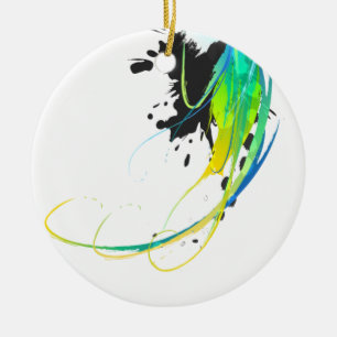 Abstract cool waters Paint Splatters Ceramic Ornament
