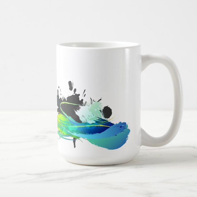 Abstract cool waters Paint Splatters Coffee Mug (Right)