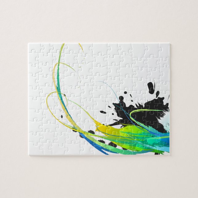 Abstract cool waters Paint Splatters Jigsaw Puzzle (Horizontal)