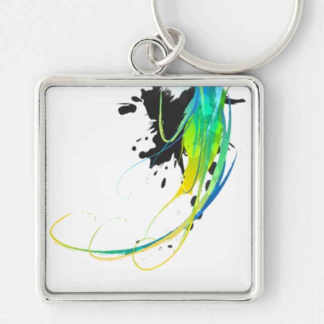 Abstract cool waters Paint Splatters Keychain (Front)
