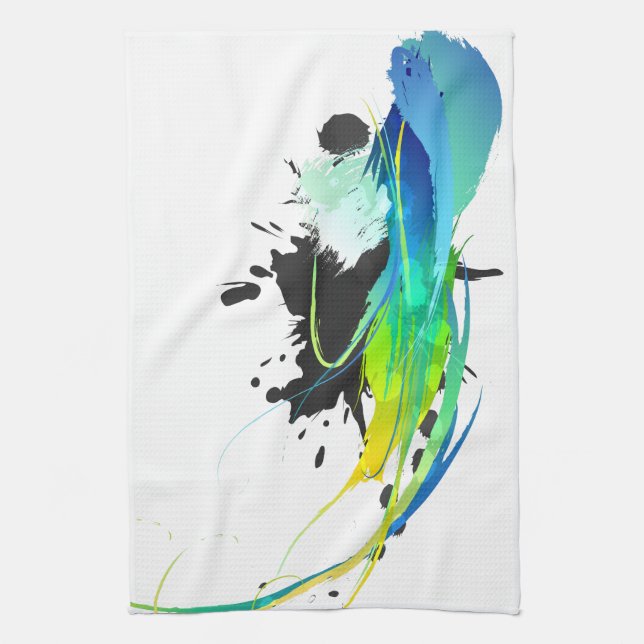 Abstract cool waters Paint Splatters Kitchen Towel (Vertical)