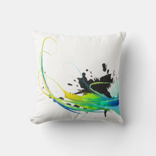Abstract cool waters Paint Splatters Throw Pillow