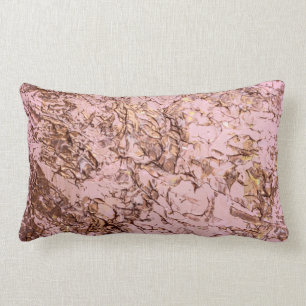 Abstract Copper Blush Pink Acrylic Painting Lumbar Pillow
