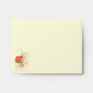 Abstract Coral and Lime Green Floral A2 Envelopes