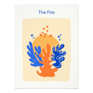 Abstract coral and sun in the style of Matisse Photo Print