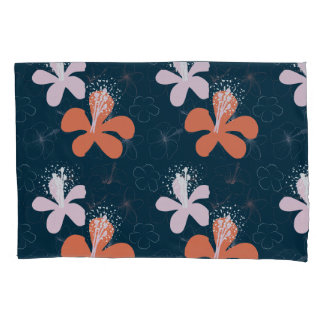 Abstract Coral Blush Hibiscus Pattern Pillowcase