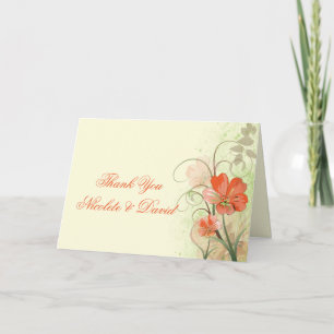 Abstract Coral Lime Flowers Swirls Thank You