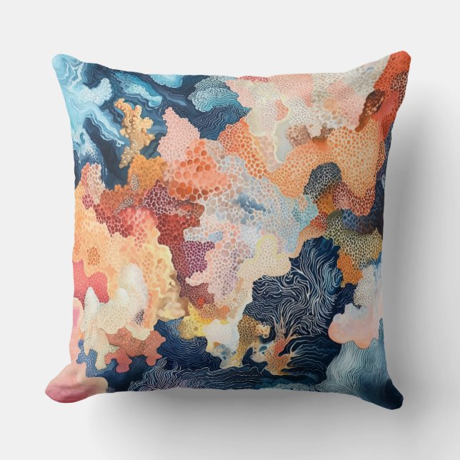 Abstract coral pattern for marine decor🌿 throw pillow (Front)
