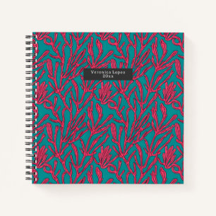 Abstract Coral Reef Pink and Teal Pattern Notebook
