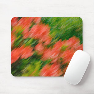 Abstract Coral Rhododendrons in Motion, art photo Mouse Pad