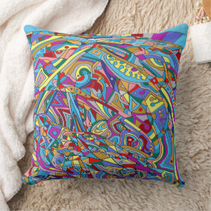 Abstract Coral Sea Throw Pillow