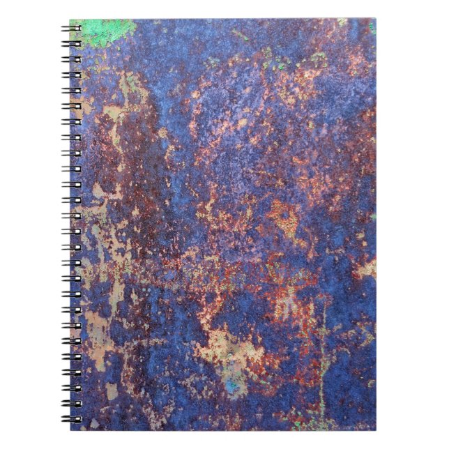 Abstract corroded colourful rusty metal background notebook (Front)