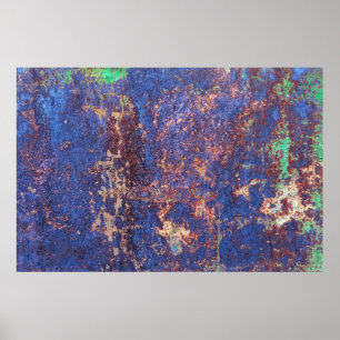 Abstract corroded colourful rusty metal background poster