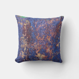 Abstract corroded colourful rusty metal background throw pillow