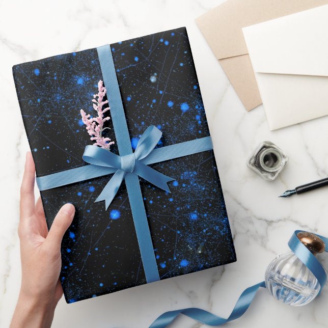Abstract Cosmic Blue Star Dust Abstract Pattern Wrapping Paper (Gifting)
