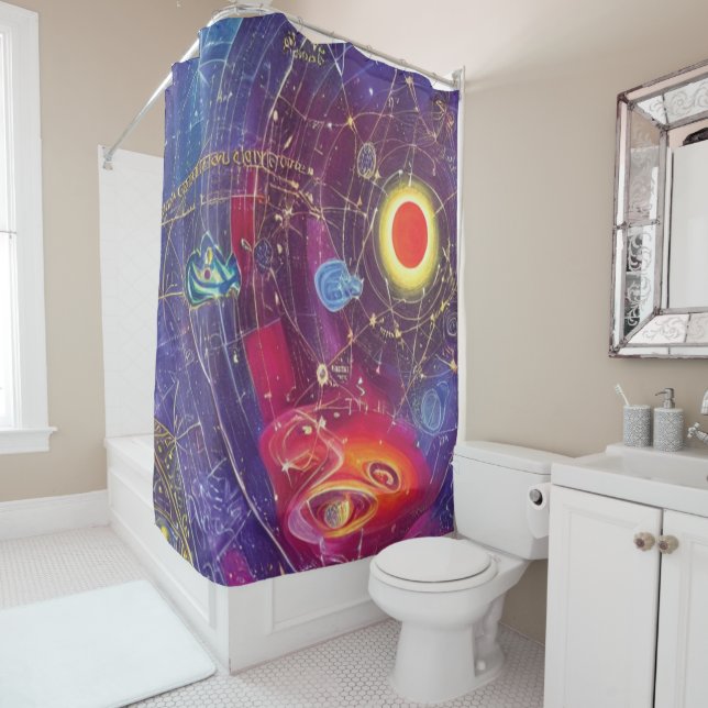 Abstract Cosmic Diagram Shower Curtain (In Situ)