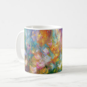 Abstract cosmic floral explosion in pastel colors coffee mug