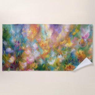 Abstract cosmic floral explosion in pastel colours beach towel
