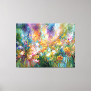 Abstract cosmic floral explosion in pastel colours canvas print