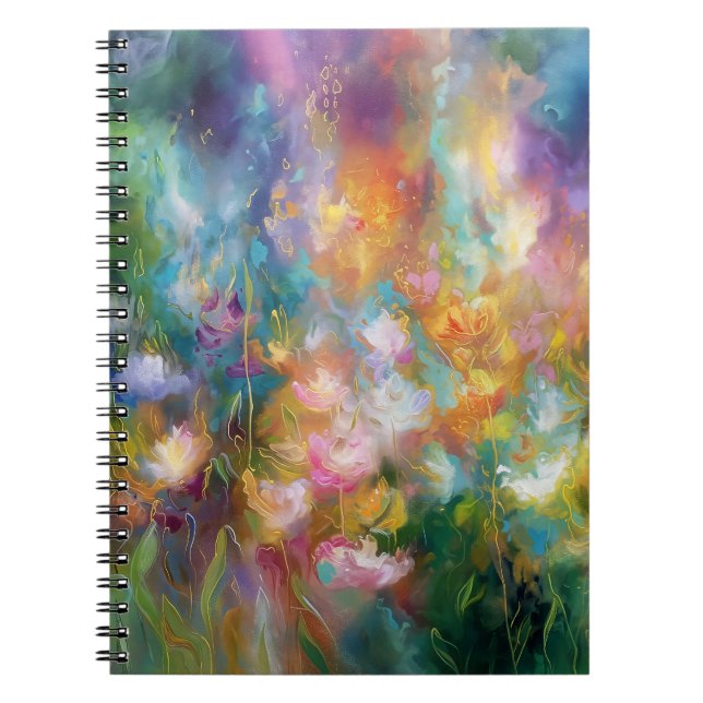 Abstract cosmic floral explosion in pastel colours notebook (Front)