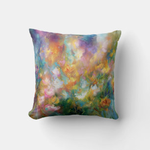 Abstract cosmic floral explosion in pastel colours throw pillow