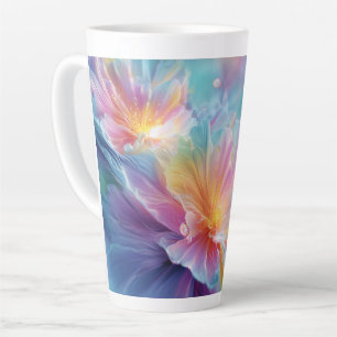 Abstract cosmic floral explosion in pastel latte mug