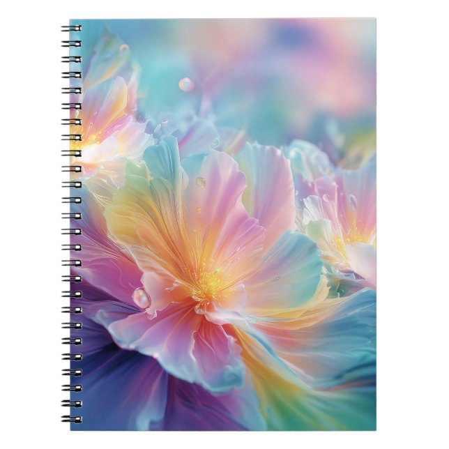 Abstract cosmic floral explosion in pastel notebook (Front)