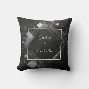 Abstract Cosmic Geometric White Speckle Throw Pillow