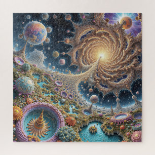 Abstract cosmic harmony with mandala energy jigsaw puzzle