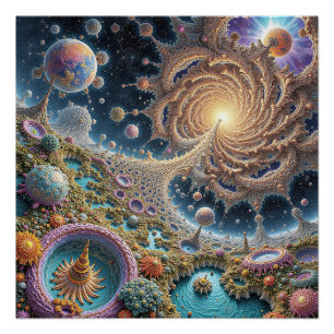 Abstract cosmic harmony with mandala energy poster