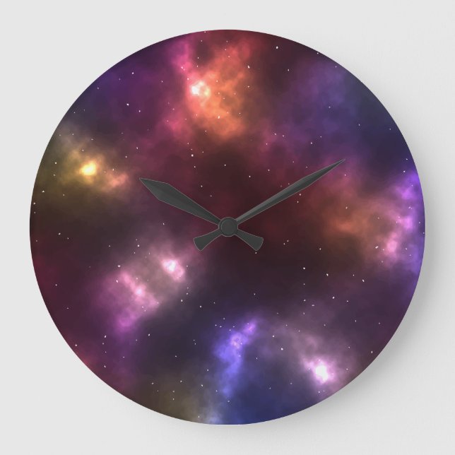 Abstract Cosmic Space Constellations Design Large Clock (Front)