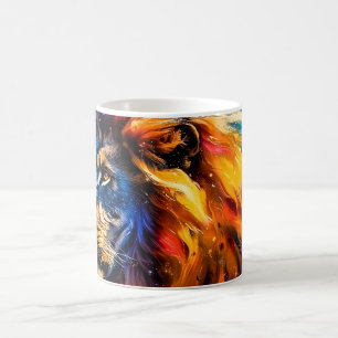 Abstract Cosmic Wildlife Lion Portrait Coffee Mug