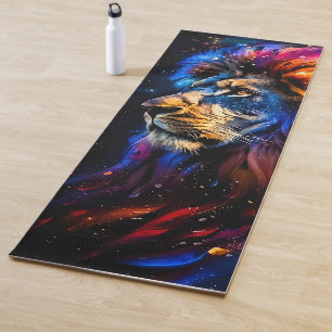 Abstract Cosmic Wildlife Lion Portrait Yoga Mat