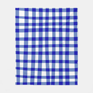 Abstract Cottagecore Picnic Plaid Pattern in Blue  Fleece Blanket
