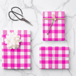 Abstract Cottagecore Picnic Plaid Pattern in Pink Wrapping Paper Sheet
