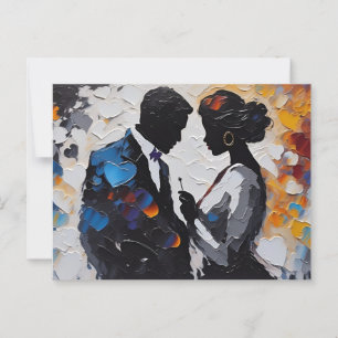 Abstract Couple in Love Amidst Colourful Hearts Postcard