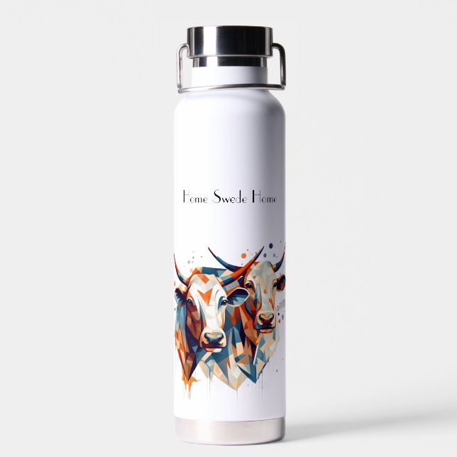 Abstract Cows, customizable Water Bottle (Back)
