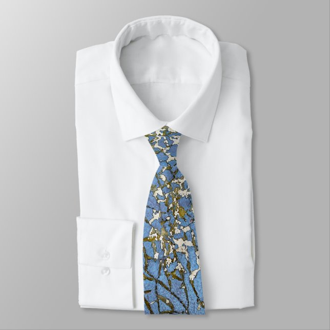 abstract cracked blue paint tie (Tied)