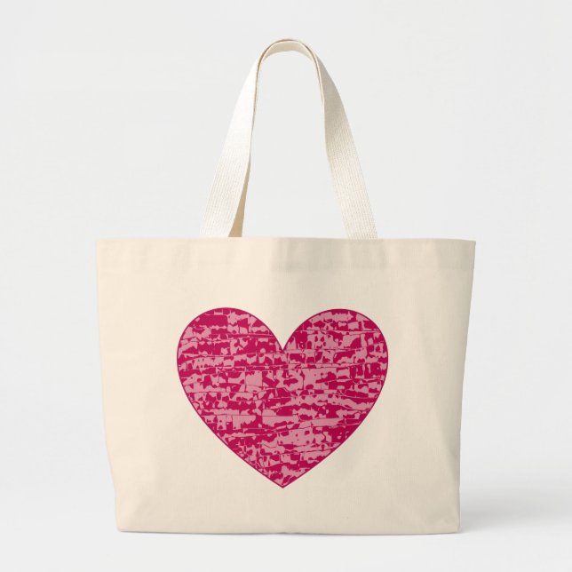 Abstract Crackle Heart Large Tote Bag (Front)